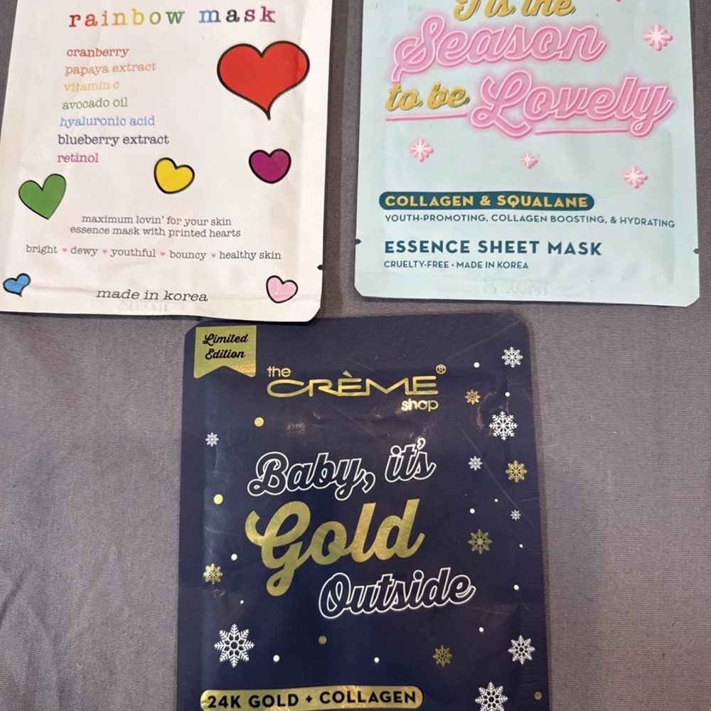 lot of three the creme shop face masks made in korea rainbow mask for